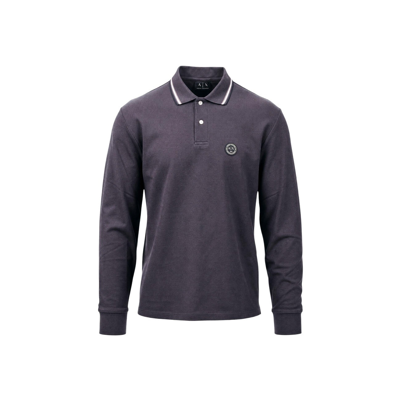 Men's Black Long-Sleeved Polo Shirt Armani Exchange