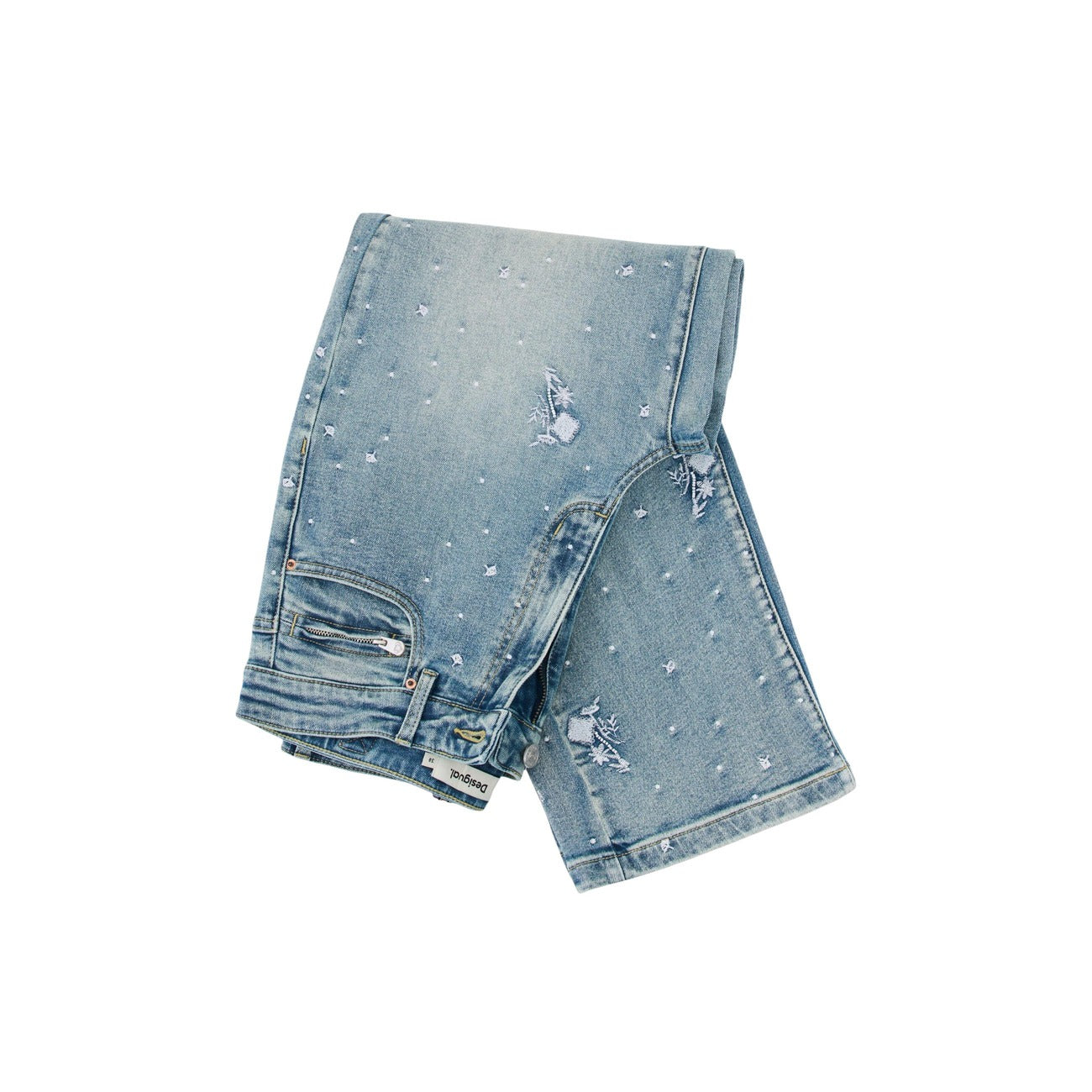 Jean femme Desigual stretch effet usé – Bleu azur