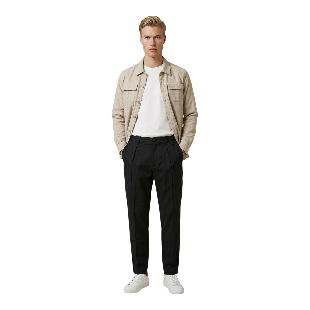 Gianni Lupo Men's Geometric Shirt – Beige