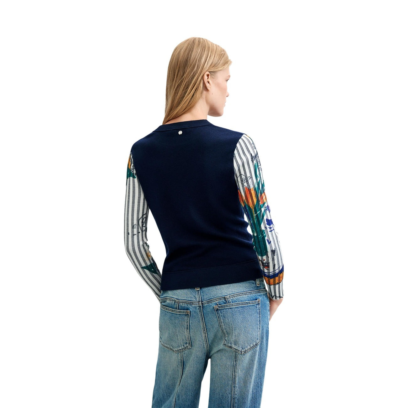 Women's floral Desigual sweater with wool – Blue