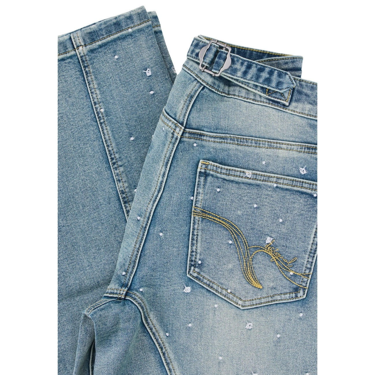 Jean femme Desigual stretch effet usé – Bleu azur