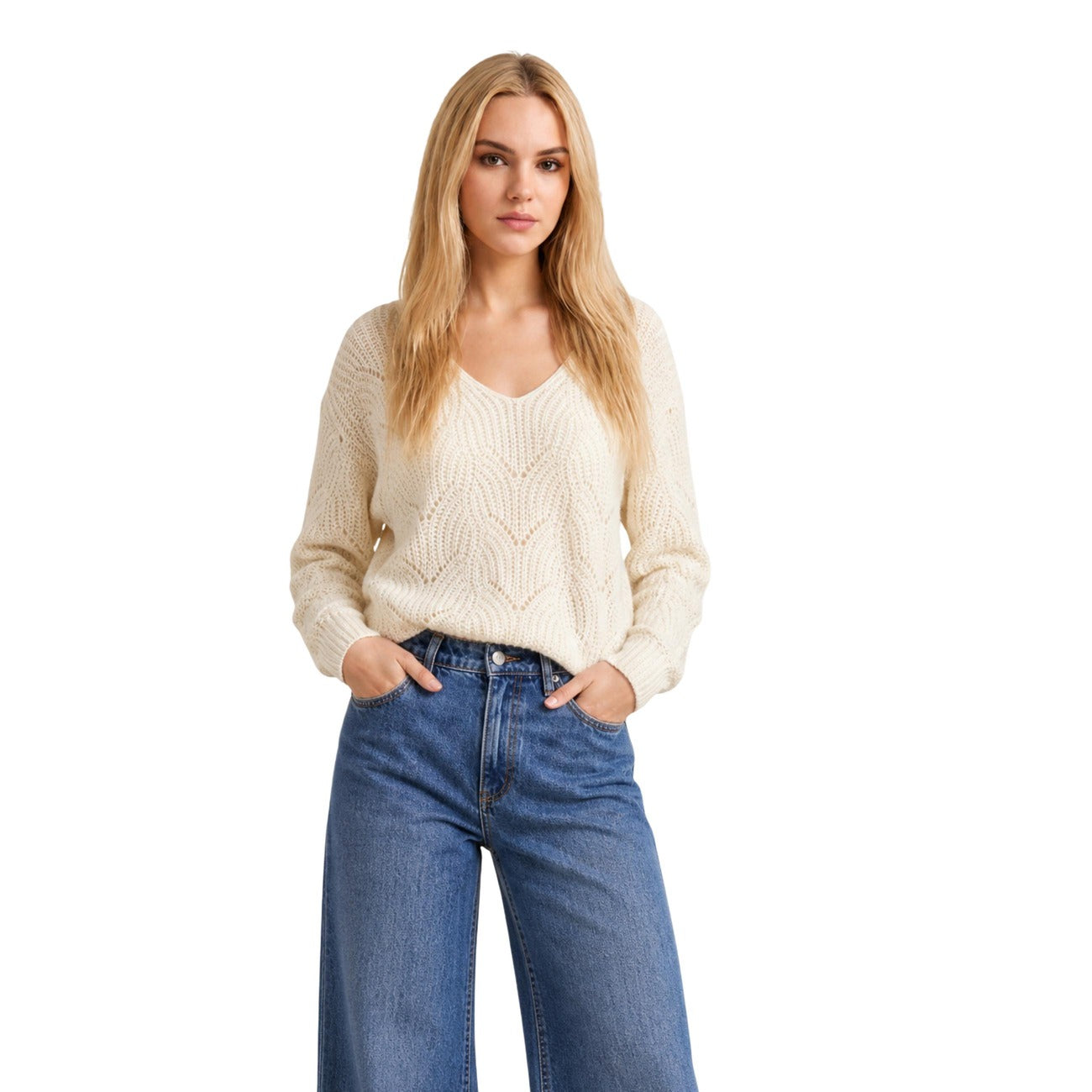Women's Jumper Jacqueline de Yong – Beige, Burgundy, and Blue