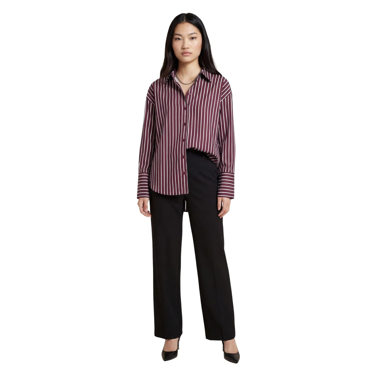 Women's Striped Shirt Jacqueline De Yong – Burgundy