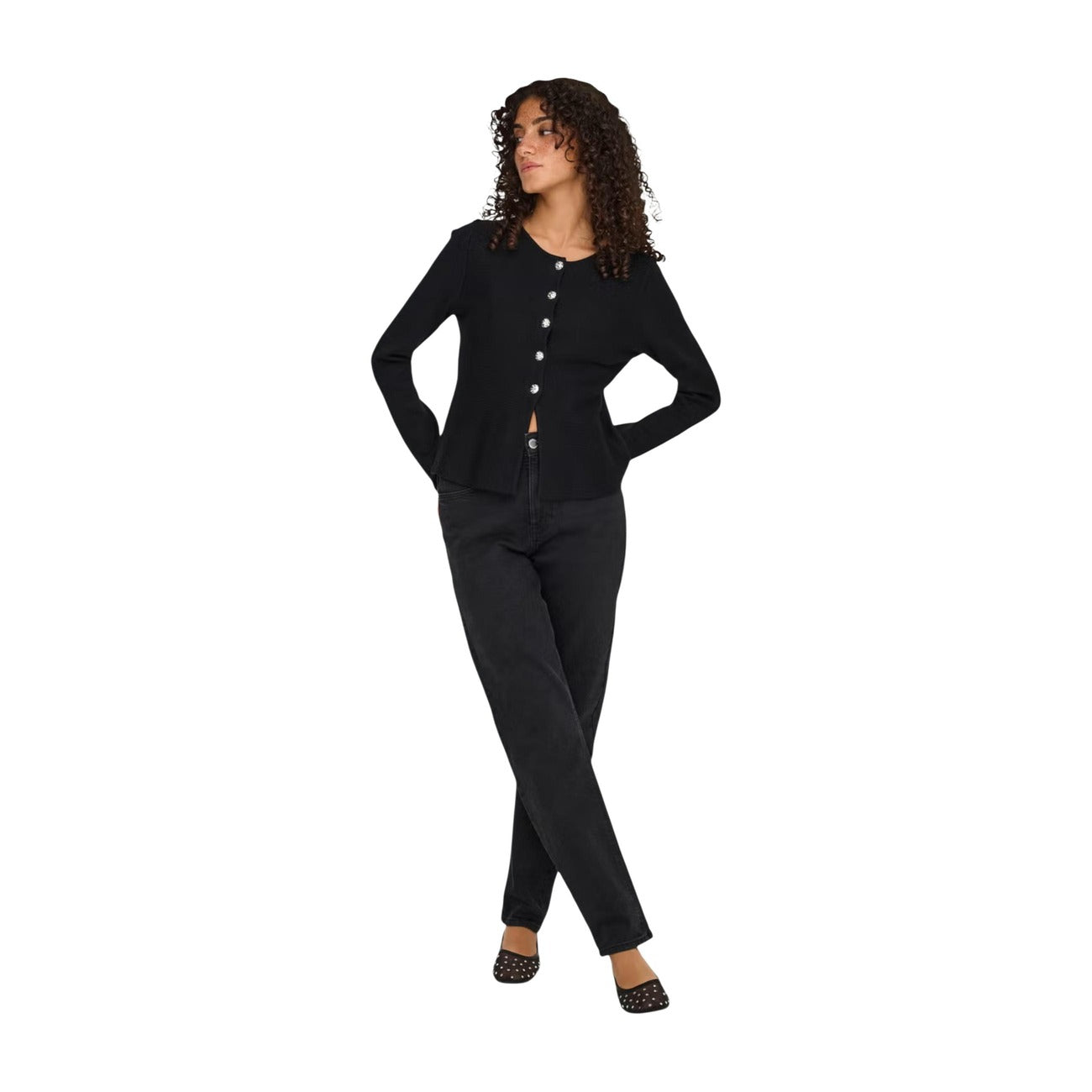 Only women's black button-up sweater