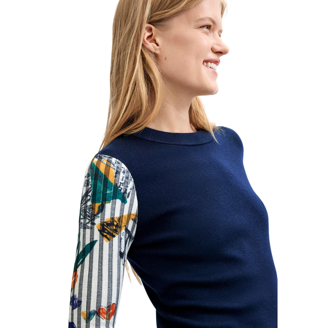 Women's floral Desigual sweater with wool – Blue