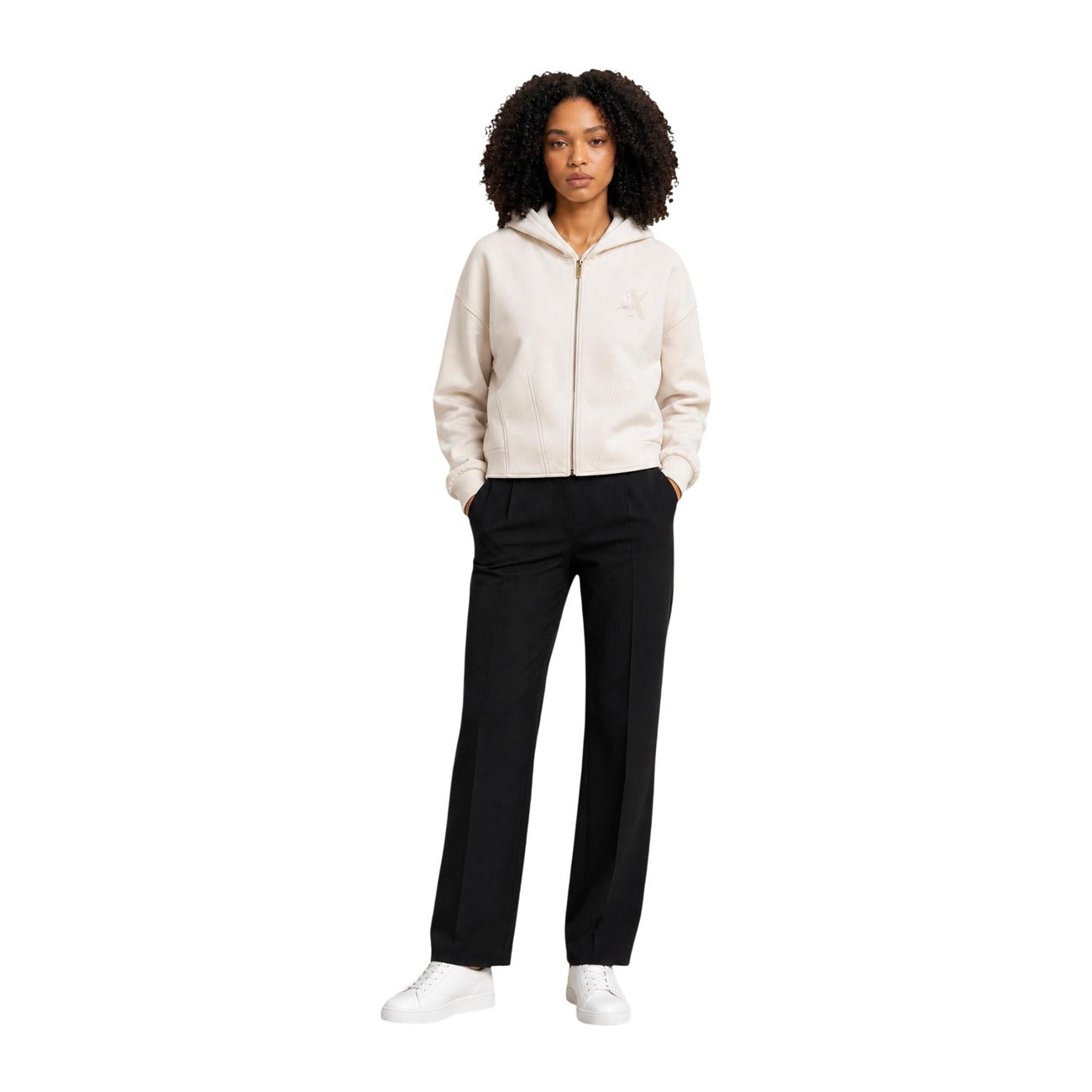 Women's beige zipped hoodie Armani Exchange