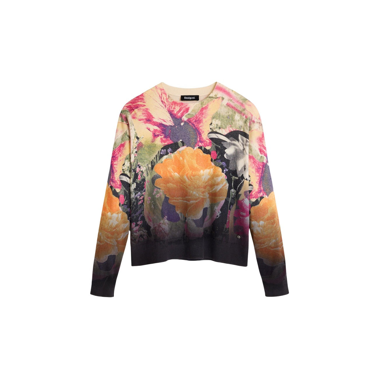 Women's Desigual floral sweater with cashmere – Black