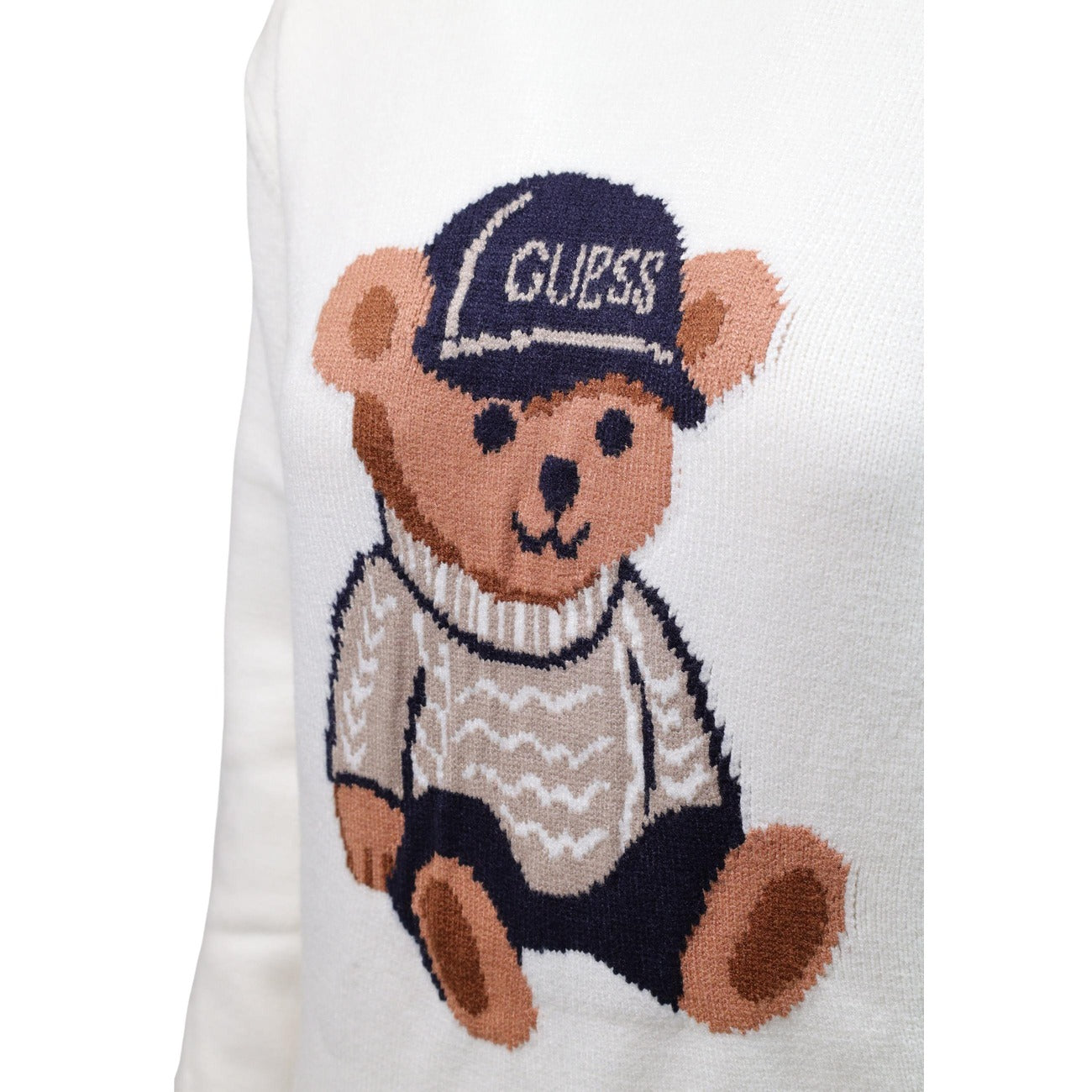 Guess Women's LS CN ALICIA BEAR SW Jumper – White