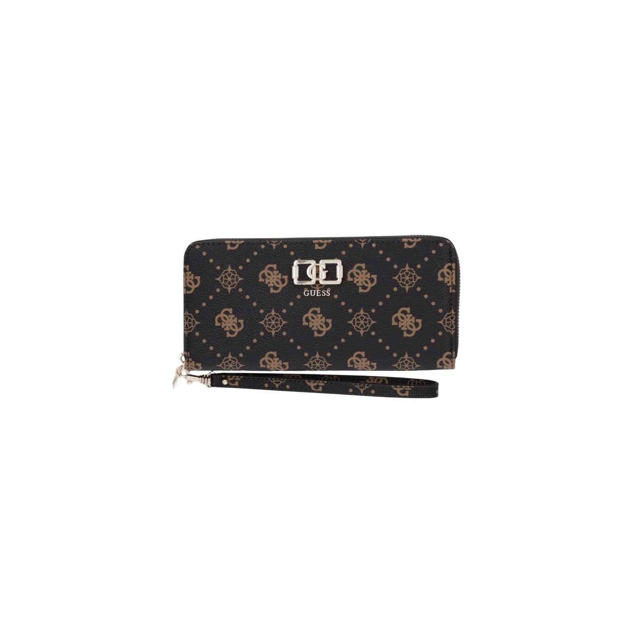 Portefeuille zippé femme Guess Emelie Logo – Marron