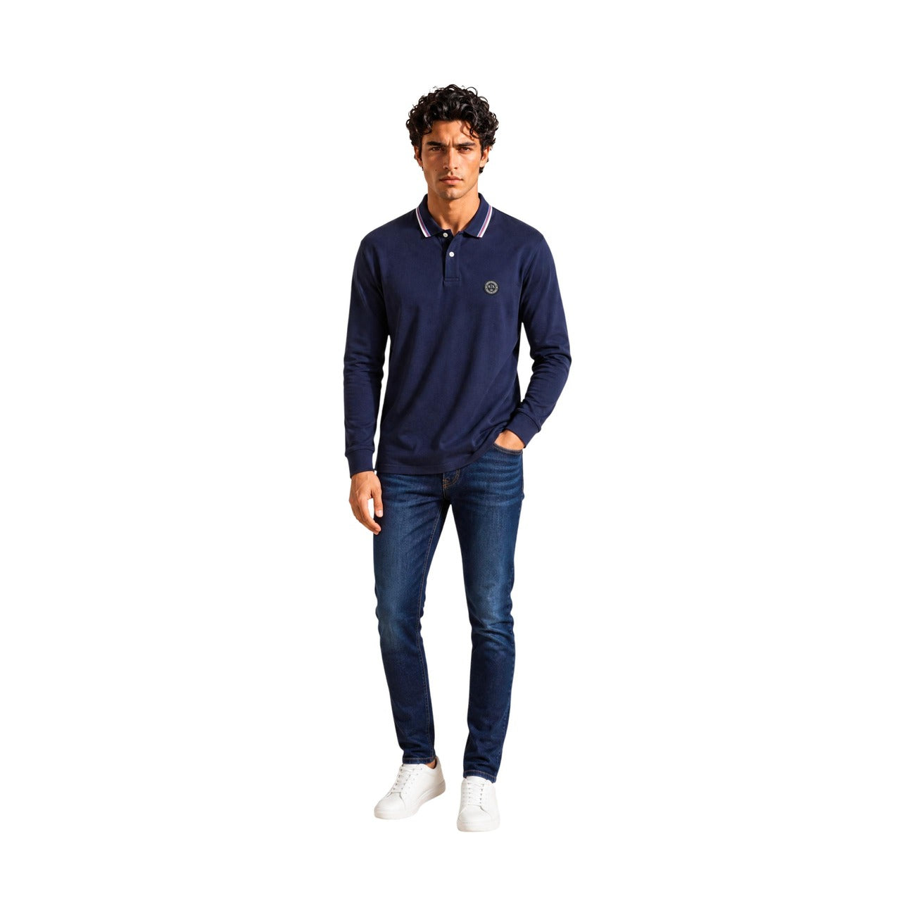 Men's blue long-sleeved polo shirt Armani Exchange