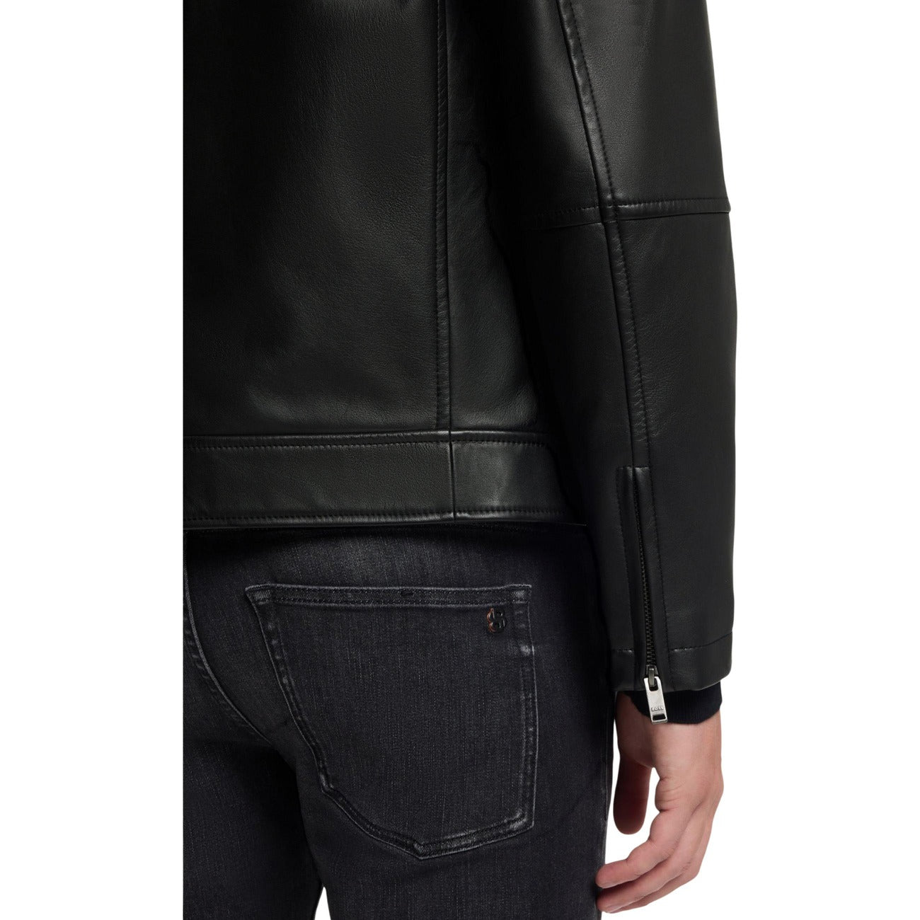 Men's Boss leather jacket – Black