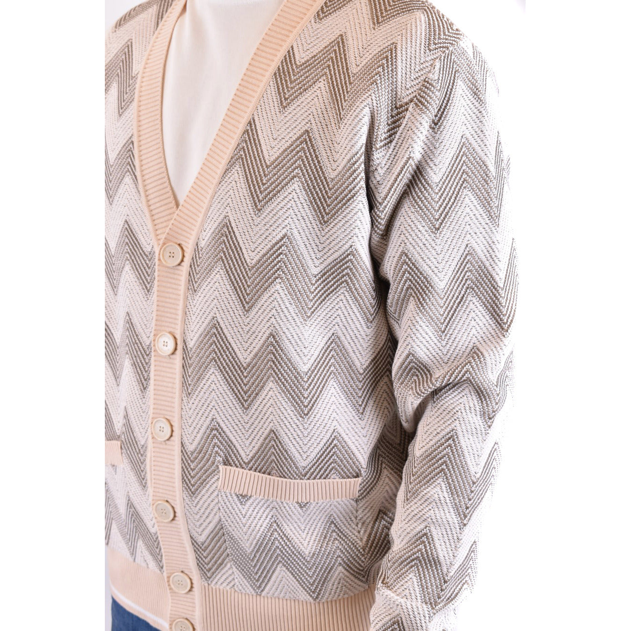 Men's Missoni striped cotton cardigan – Beige