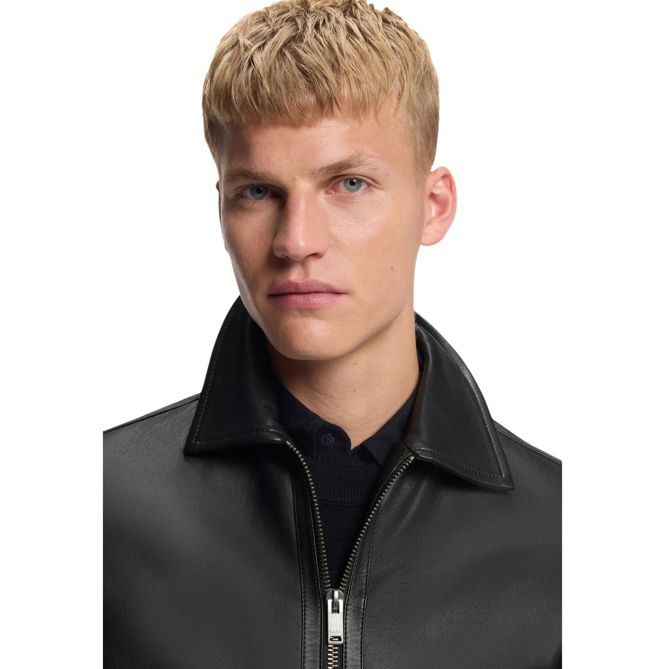 Men's Boss leather jacket – Black