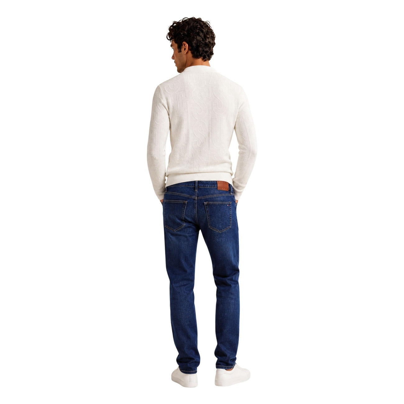 Guess Men's NESTOR CN ALLOVER LO Sweater – White