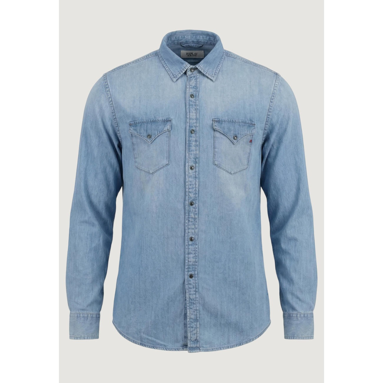 Men's Replay cotton shirt – Azure blue