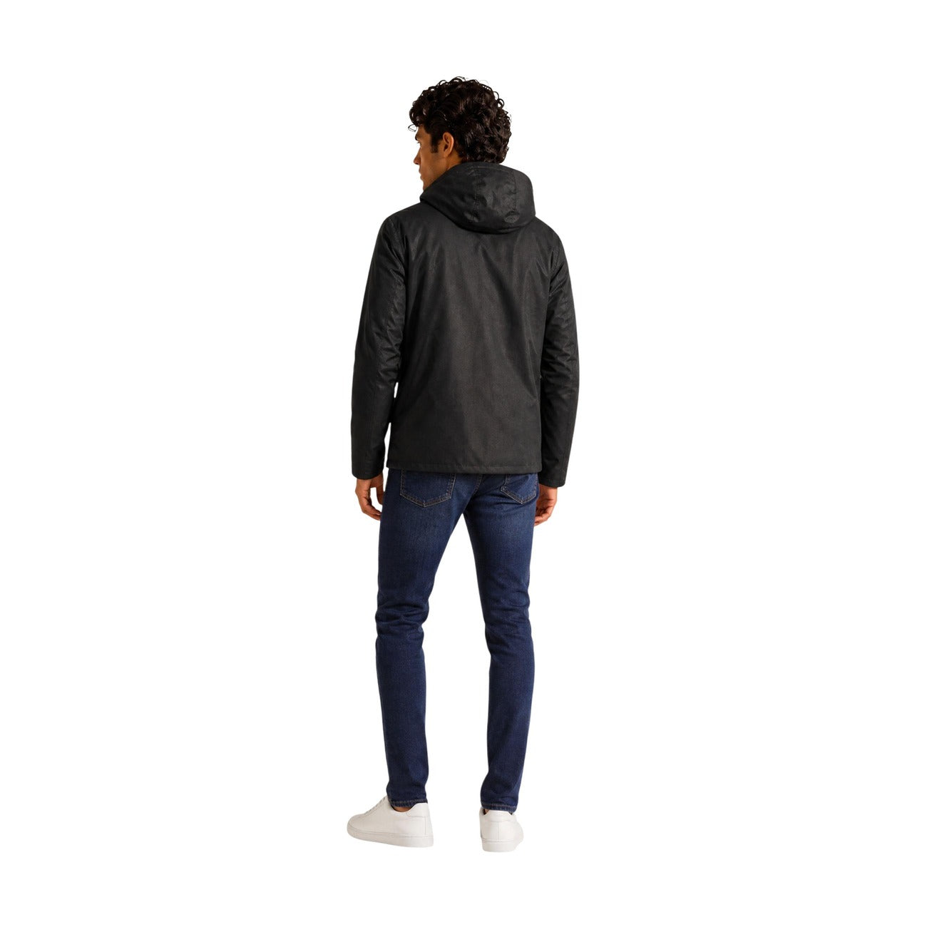 Men's K-Way hooded jacket with front pockets – Black