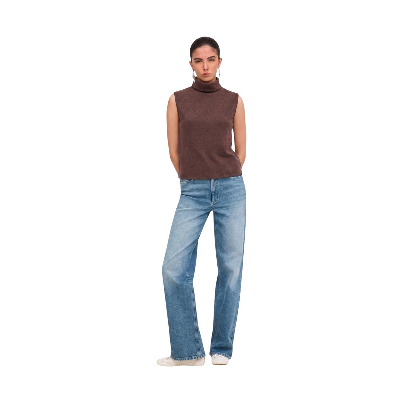 Jacqueline de Yong women's brown sleeveless jumper