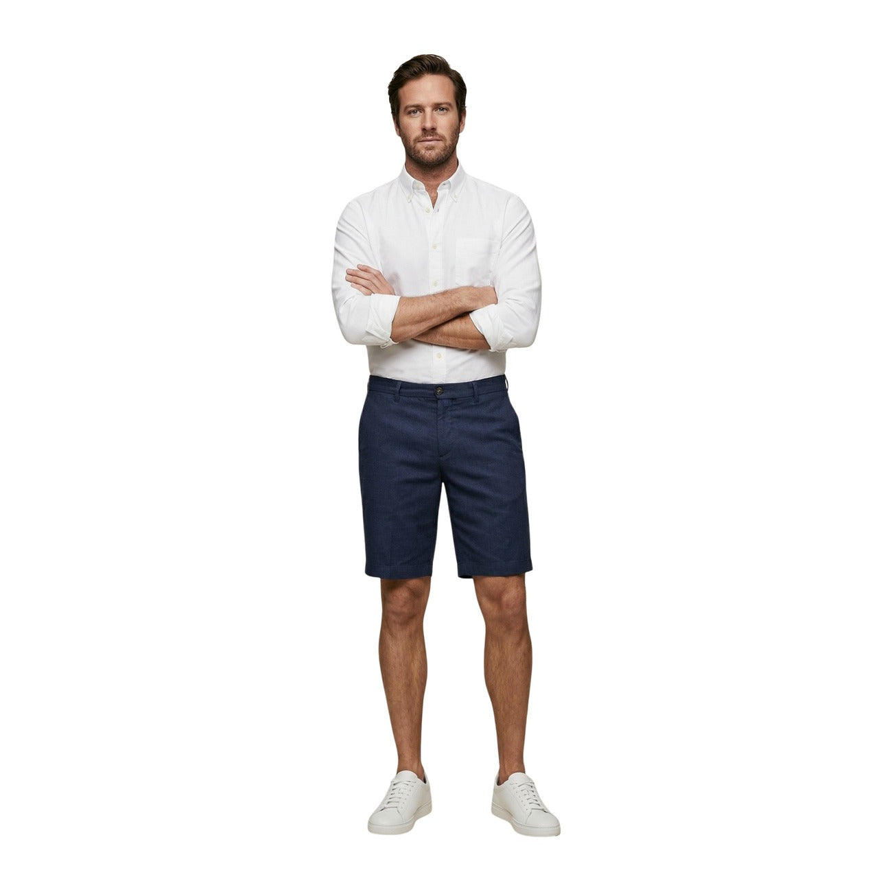 Bermuda homme Borghese en lin – Bleu