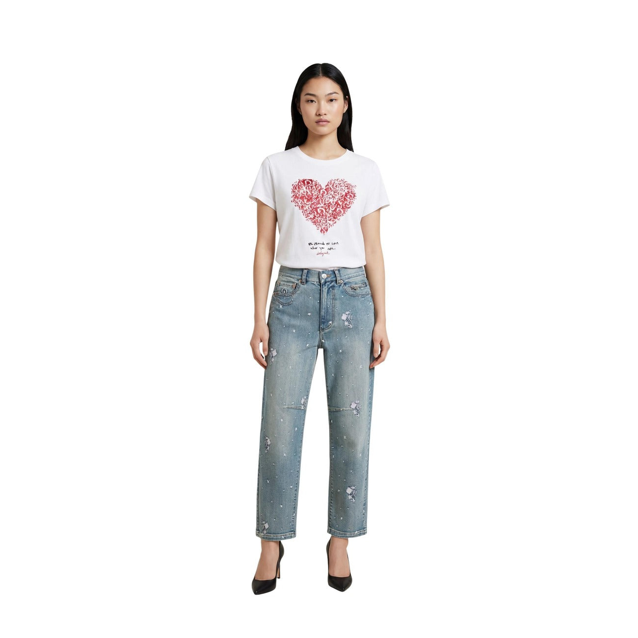 Jean femme Desigual stretch effet usé – Bleu azur