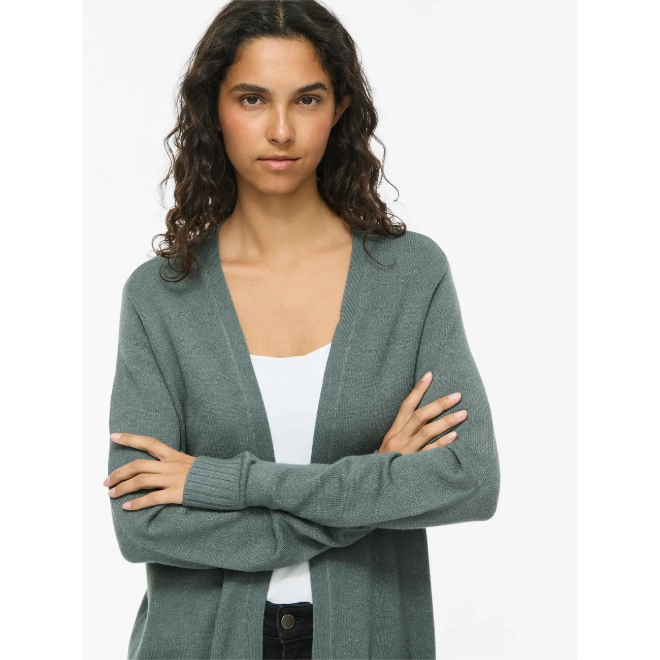 Vila Clothes Green Cardigan for Women