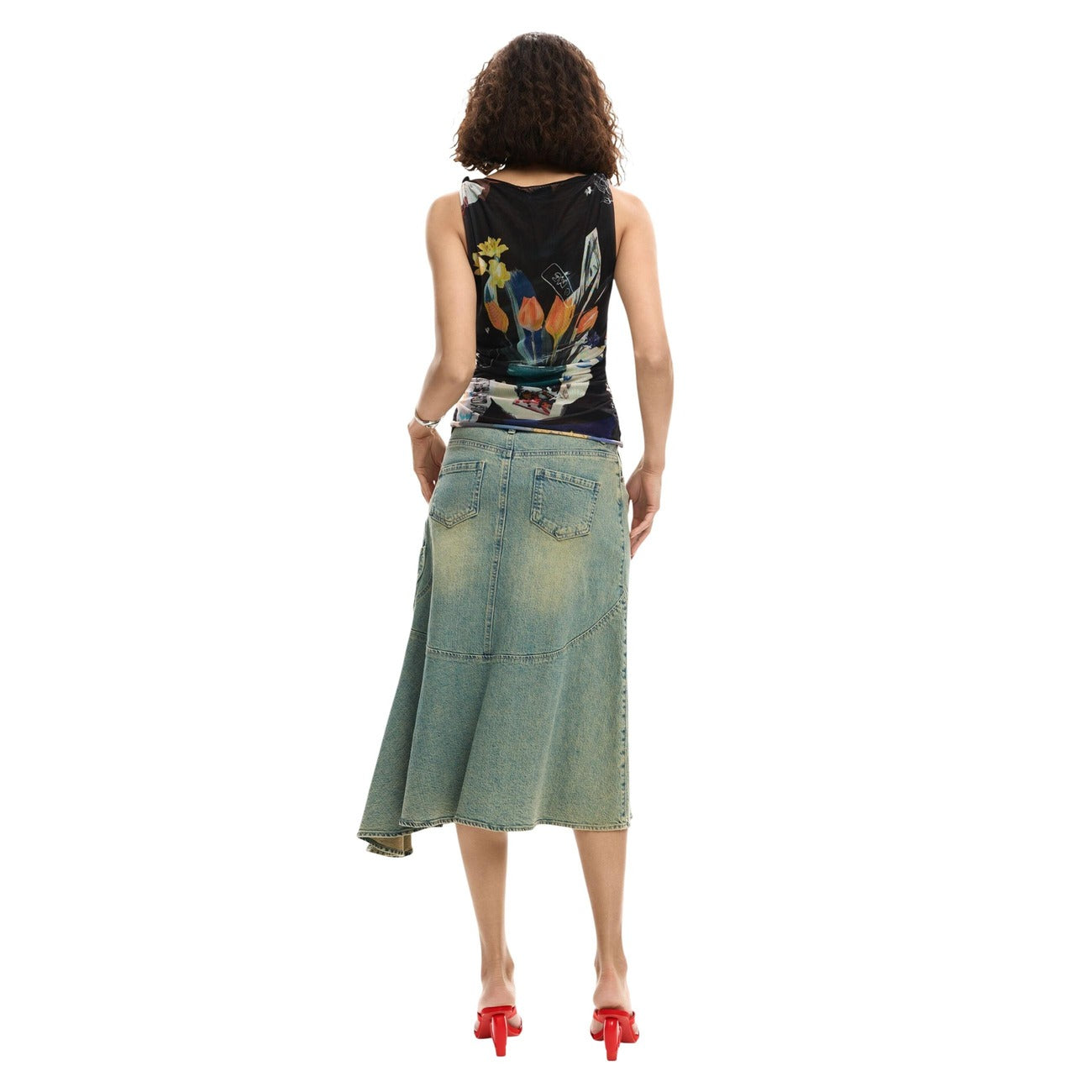 Top femme Desigual floral sans manches – Noir