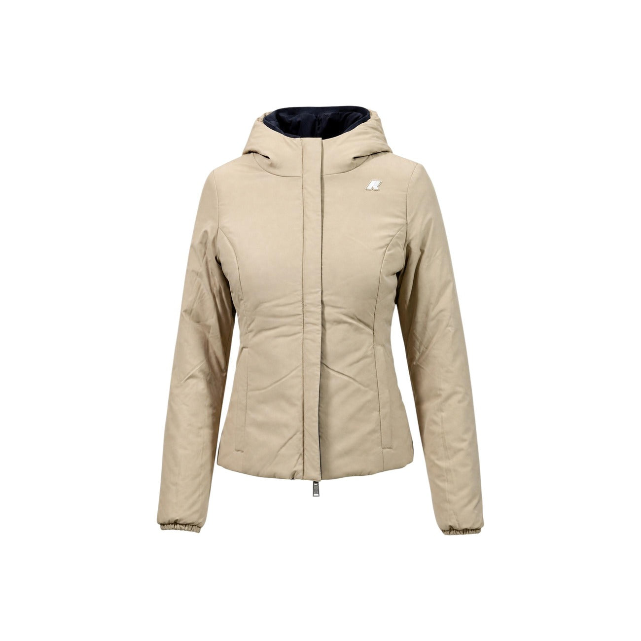 Women's K-Way Hooded Jacket with Front Pockets – Black