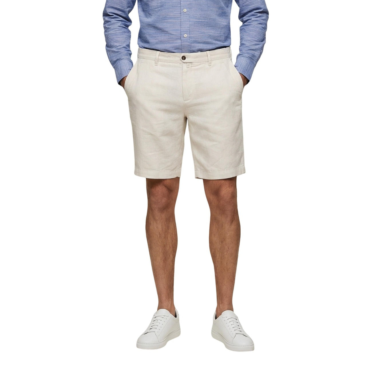 Bermuda homme Borghese en lin – Bleu