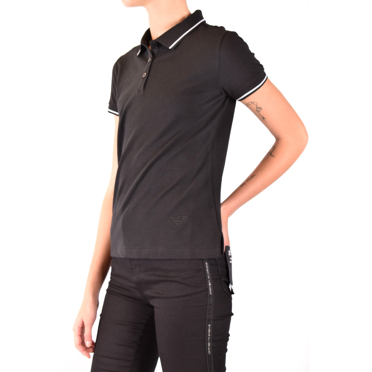 Women's Emporio Armani Cotton Polo Shirt – Black