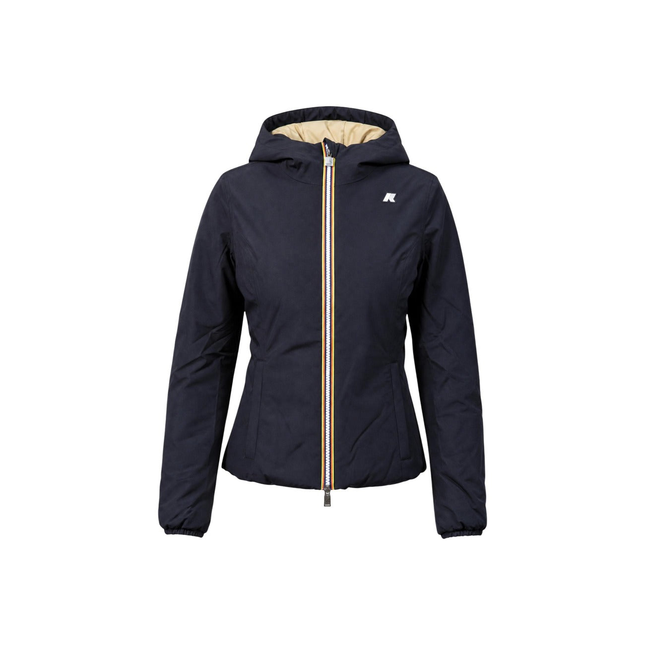 Women's K-Way Hooded Jacket with Front Pockets – Black