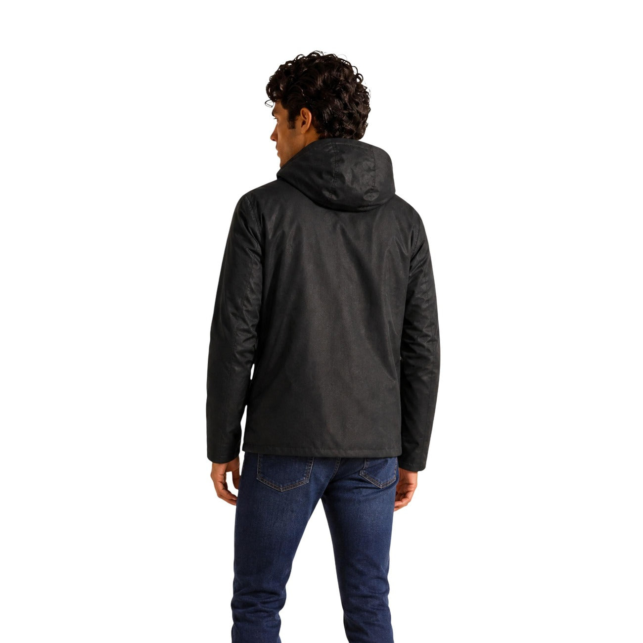 Men's K-Way hooded jacket with front pockets – Black