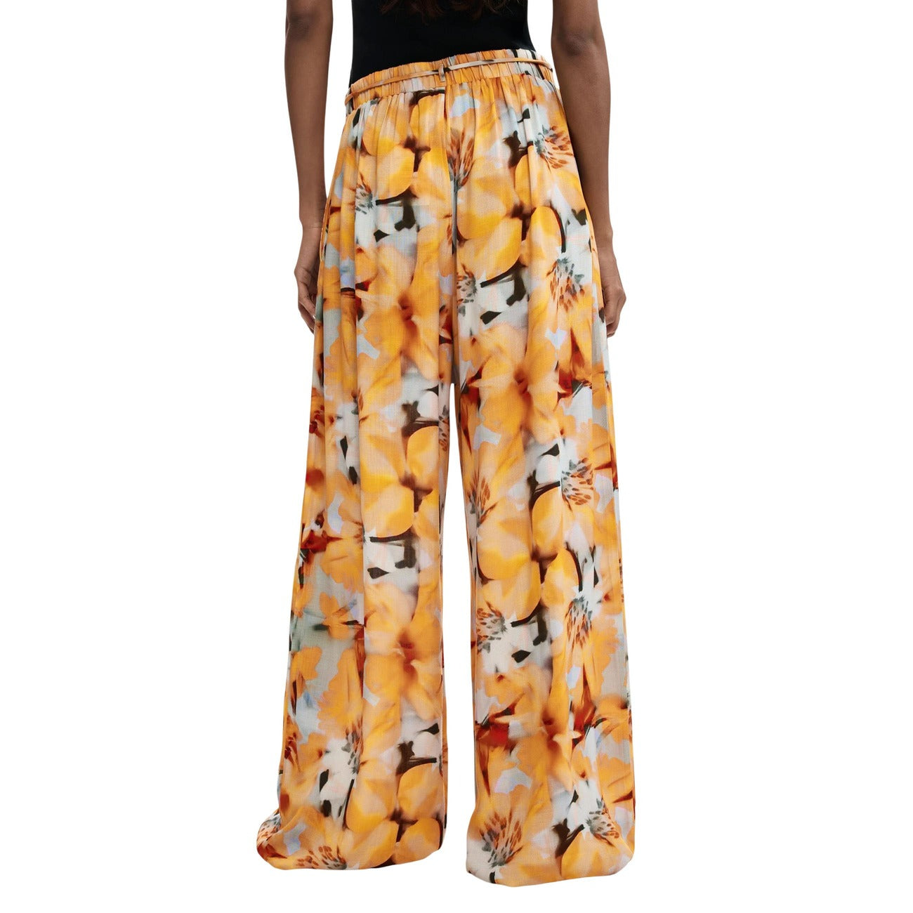 Pantalon femme Desigual floral en viscose – Orange