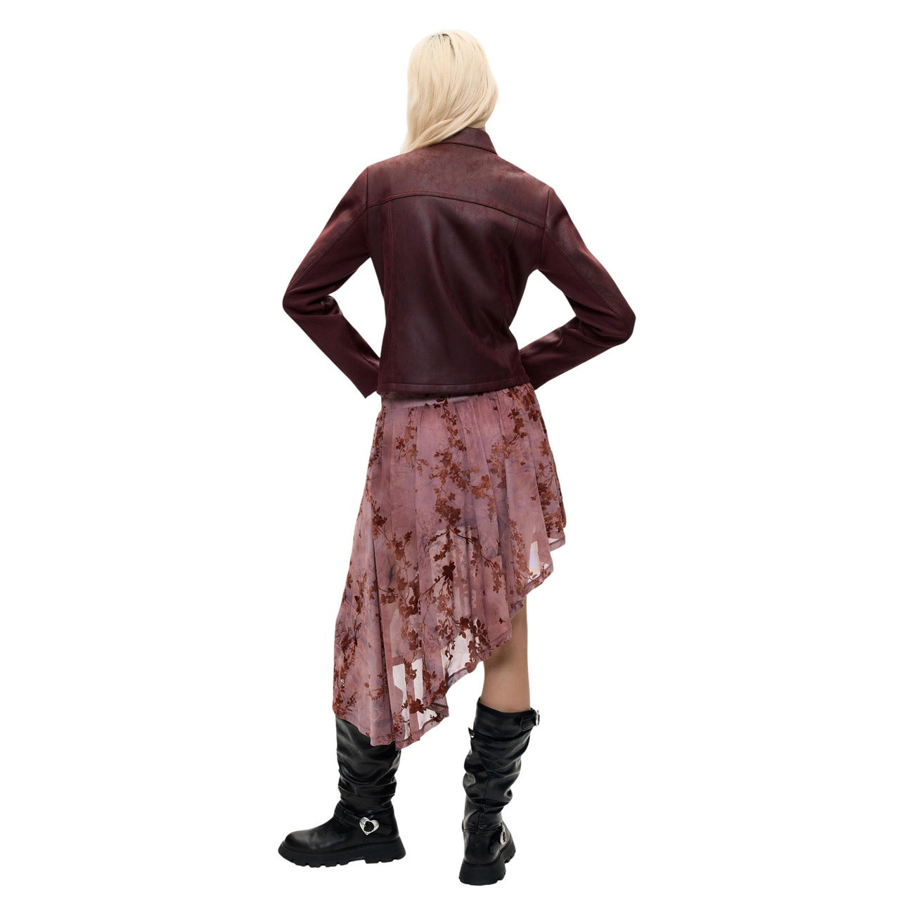 Veste Biker Desigual Femme – Bordeaux/Marron/Noir