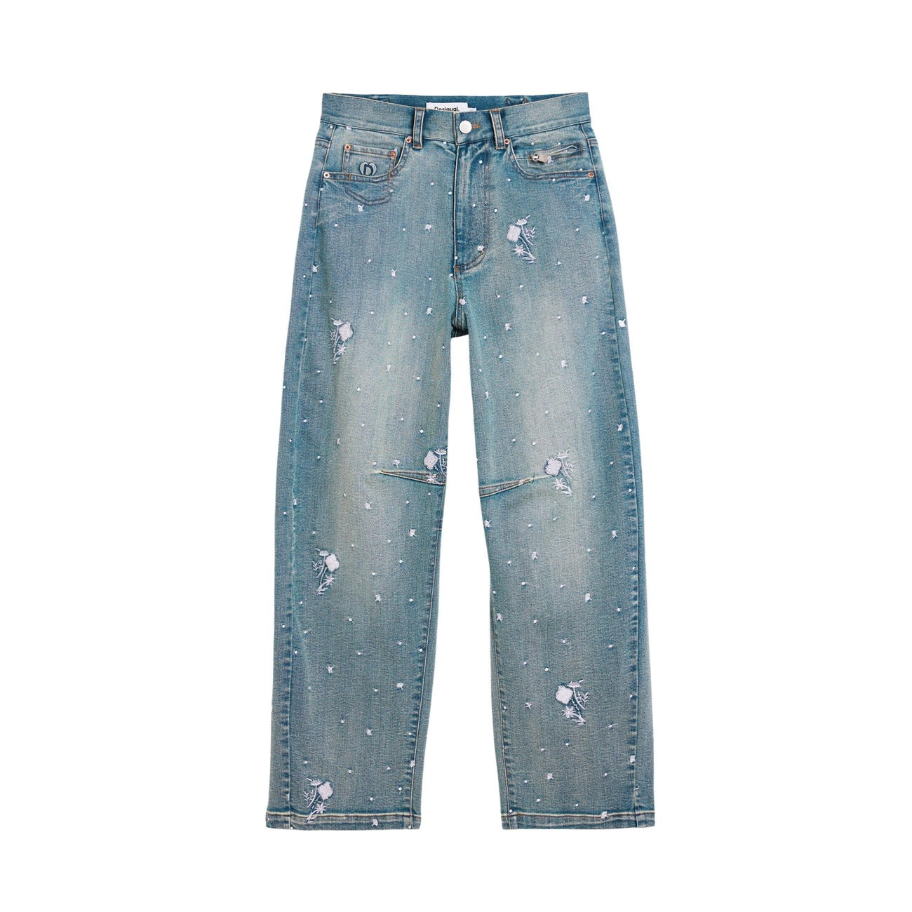 Jean femme Desigual stretch effet usé – Bleu azur