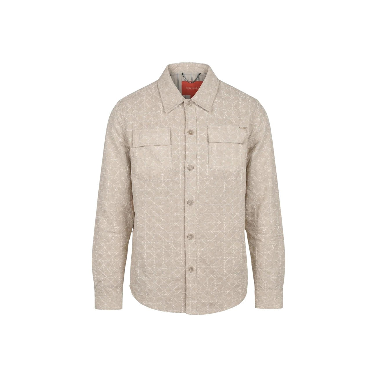 Gianni Lupo Men's Geometric Shirt – Beige