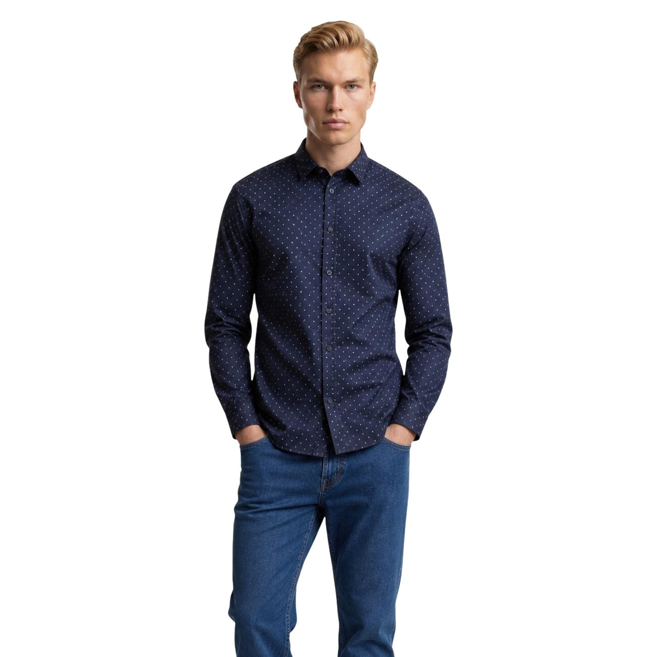 Armani Exchange - Men's Blue Geometric Shirt