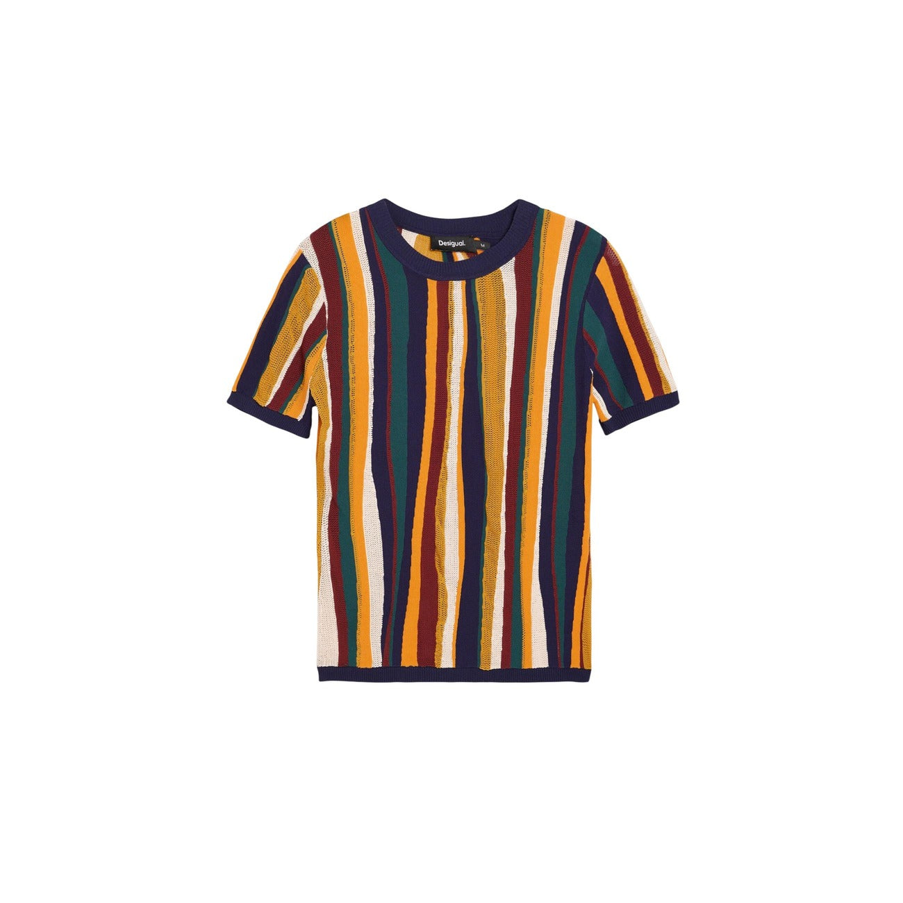 T-shirt femme Desigual rayé en viscose – Moutarde