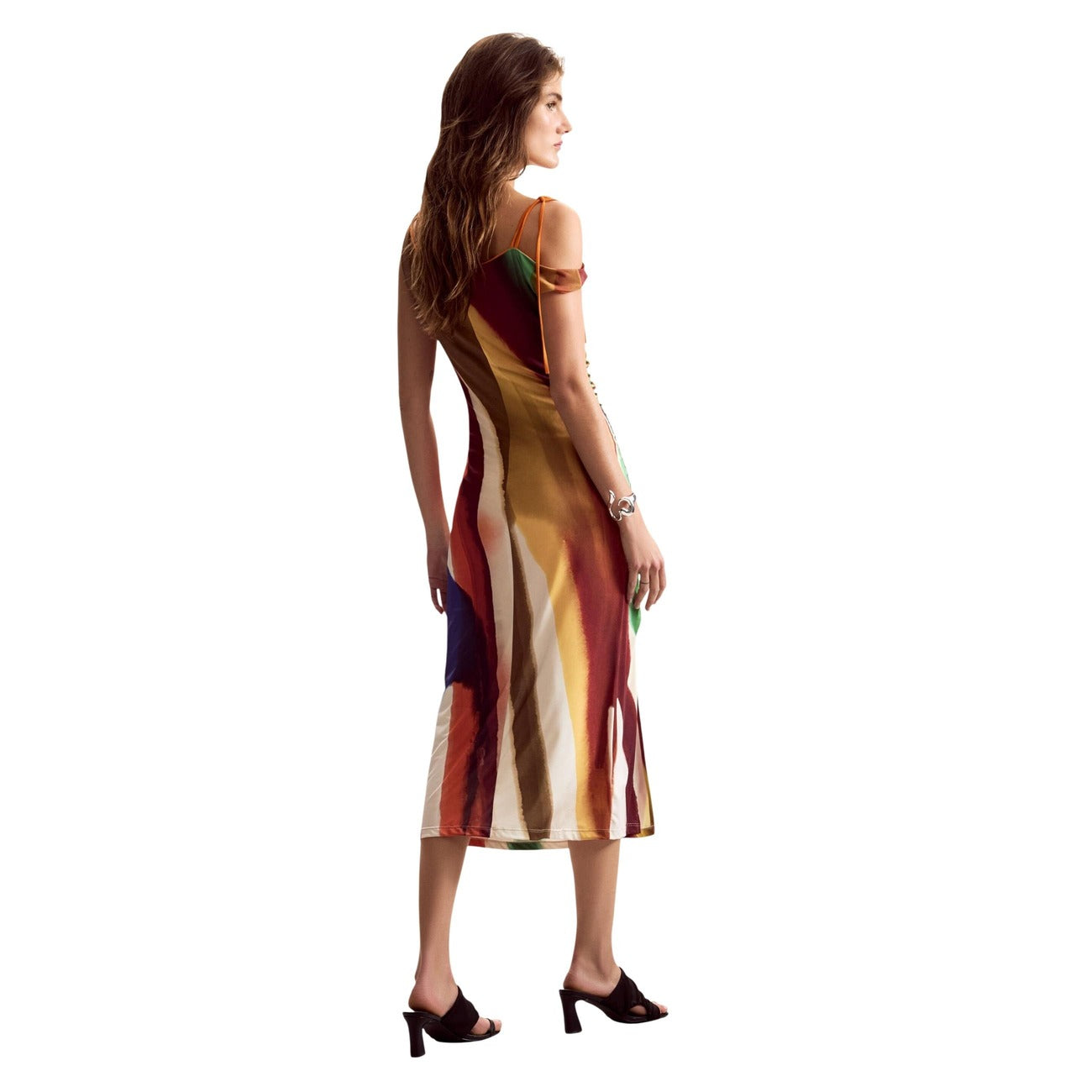 Robe femme Desigual rayée stretch – Marron