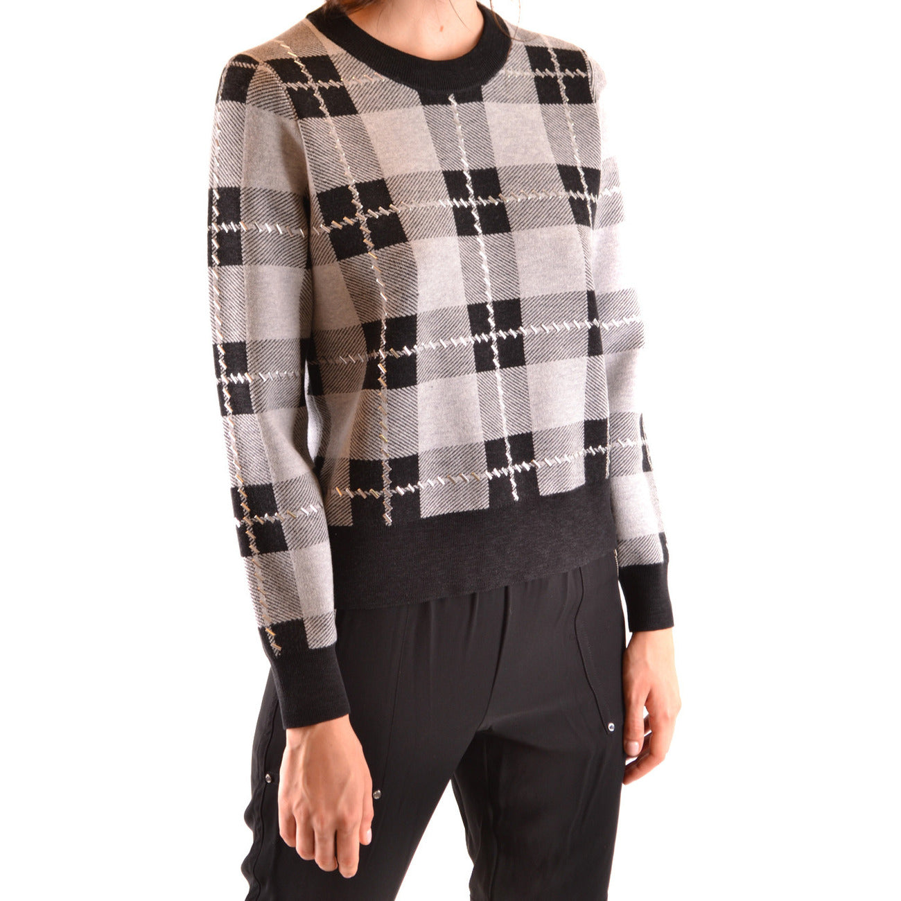 Women's Michael Kors Plaid Sweater - Grey