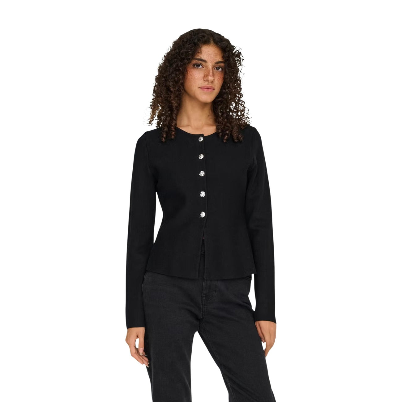 Only women's black button-up sweater