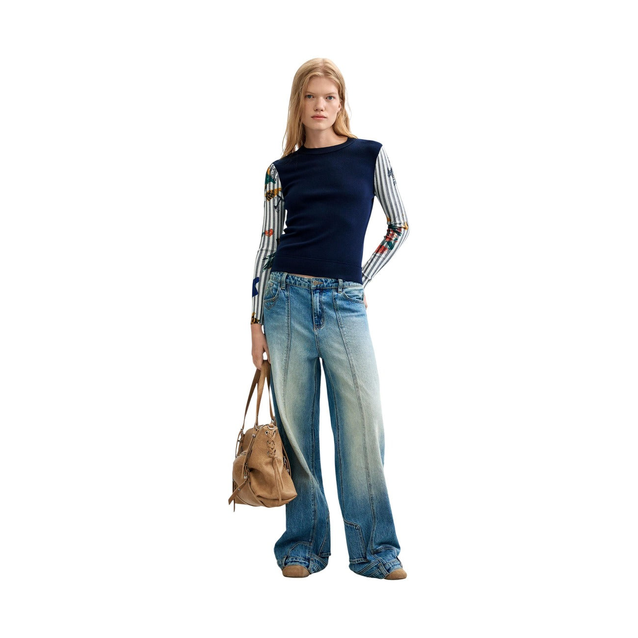 Women's floral Desigual sweater with wool – Blue