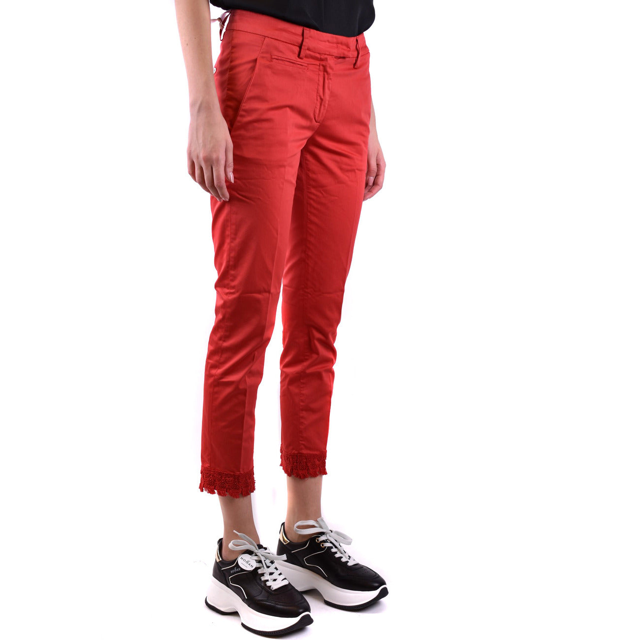Women's Dondup blended cotton trousers – Red