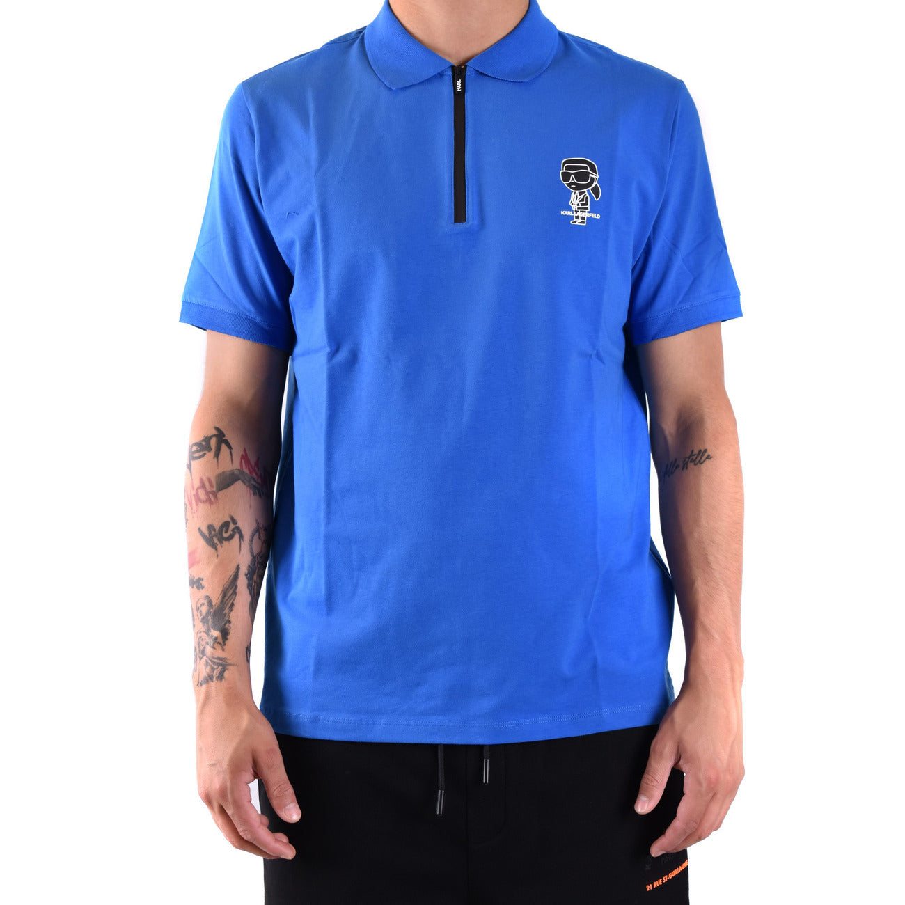 Polo homme Karl Lagerfeld zippé – Bleu