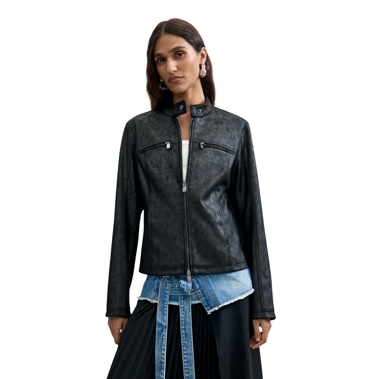 Veste Biker Desigual Femme – Bordeaux/Marron/Noir