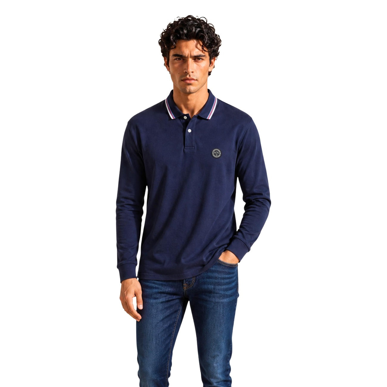 Men's blue long-sleeved polo shirt Armani Exchange