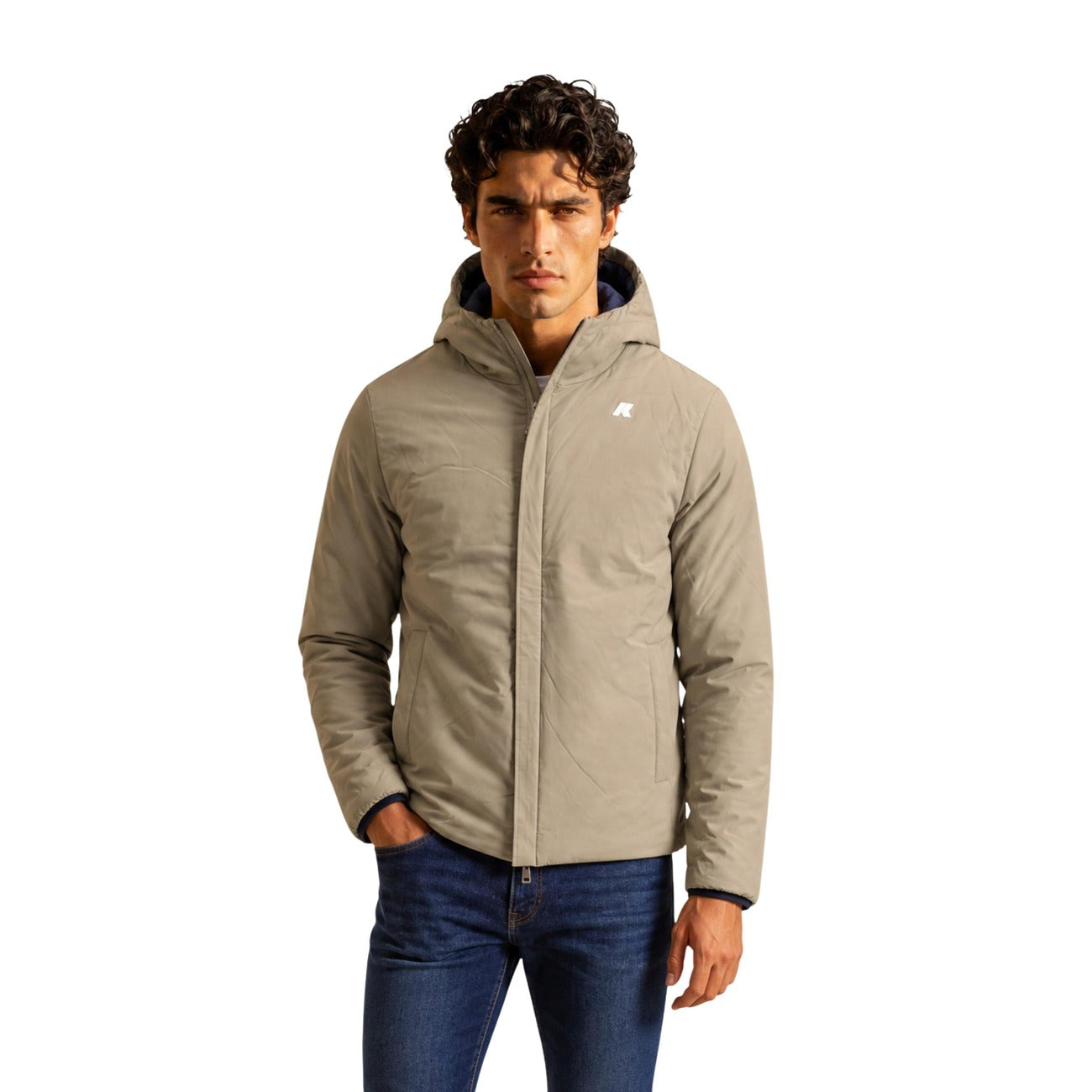 Men's K-Way Hooded Jacket – Blue and Green