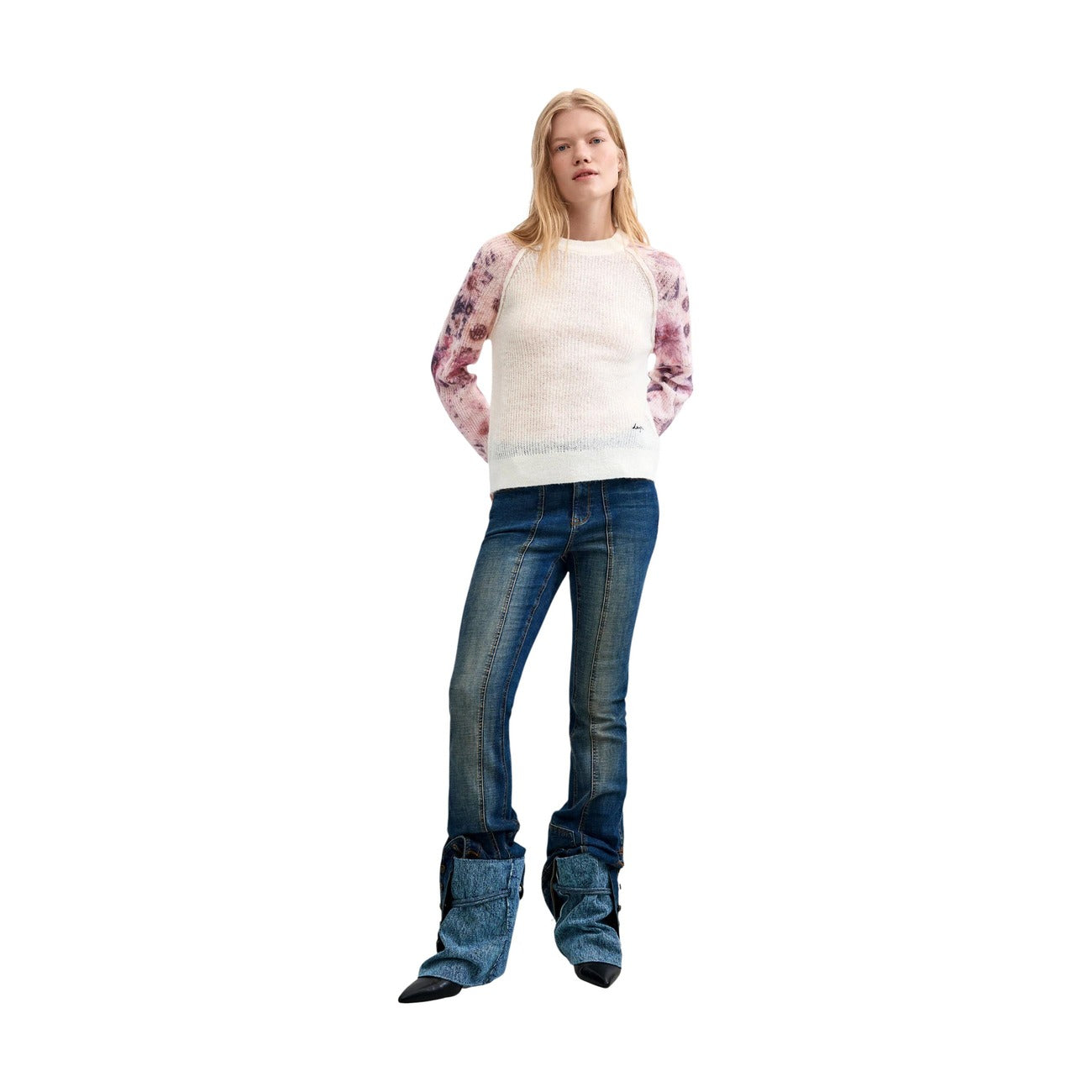 Women's Desigual Floral Sweater with Wool – White