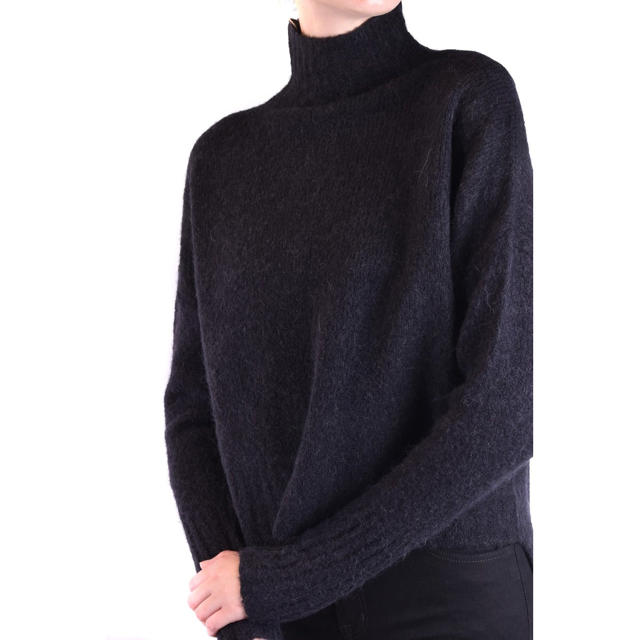 Pinko women's high-neck wool and alpaca sweater - Black