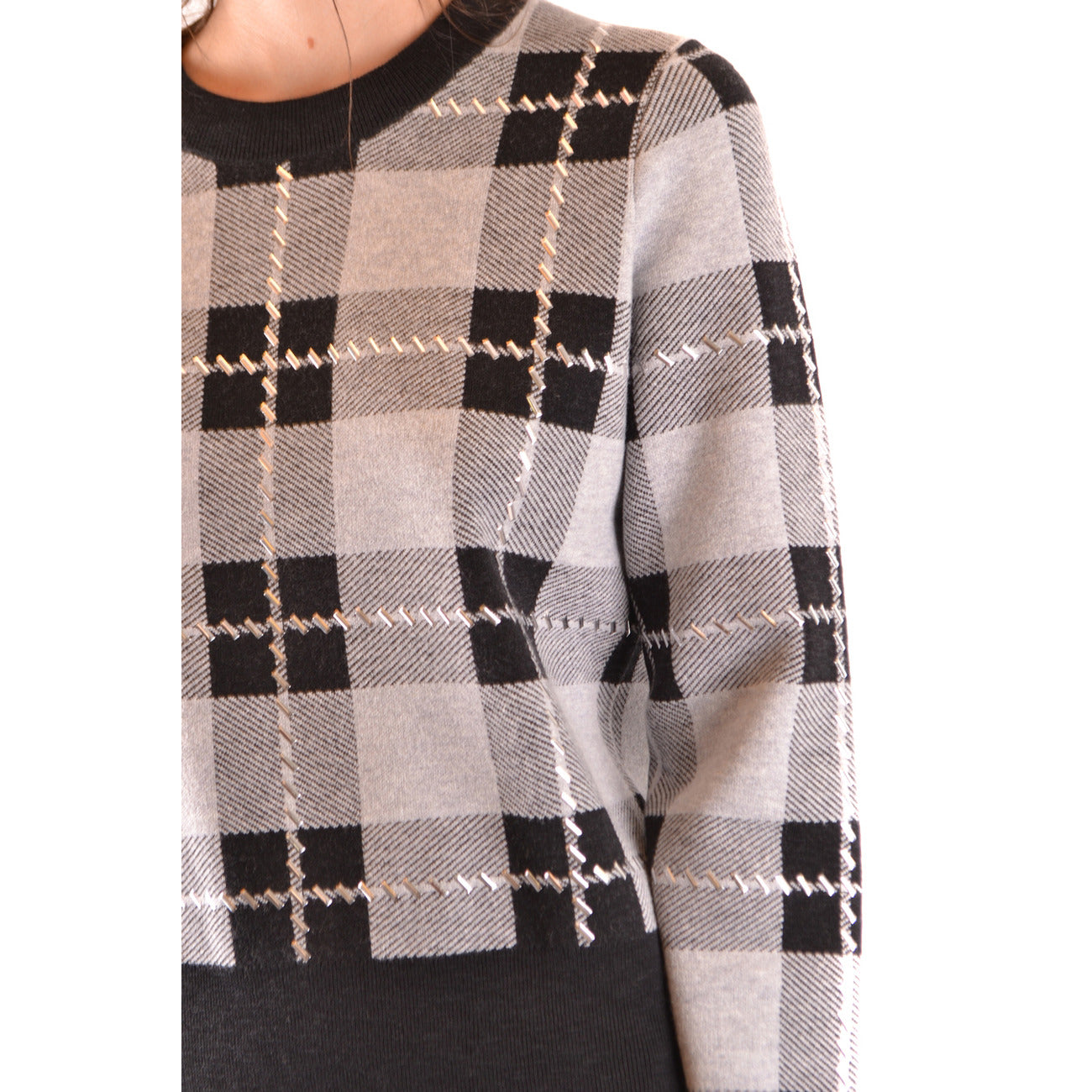 Women's Michael Kors Plaid Sweater - Grey