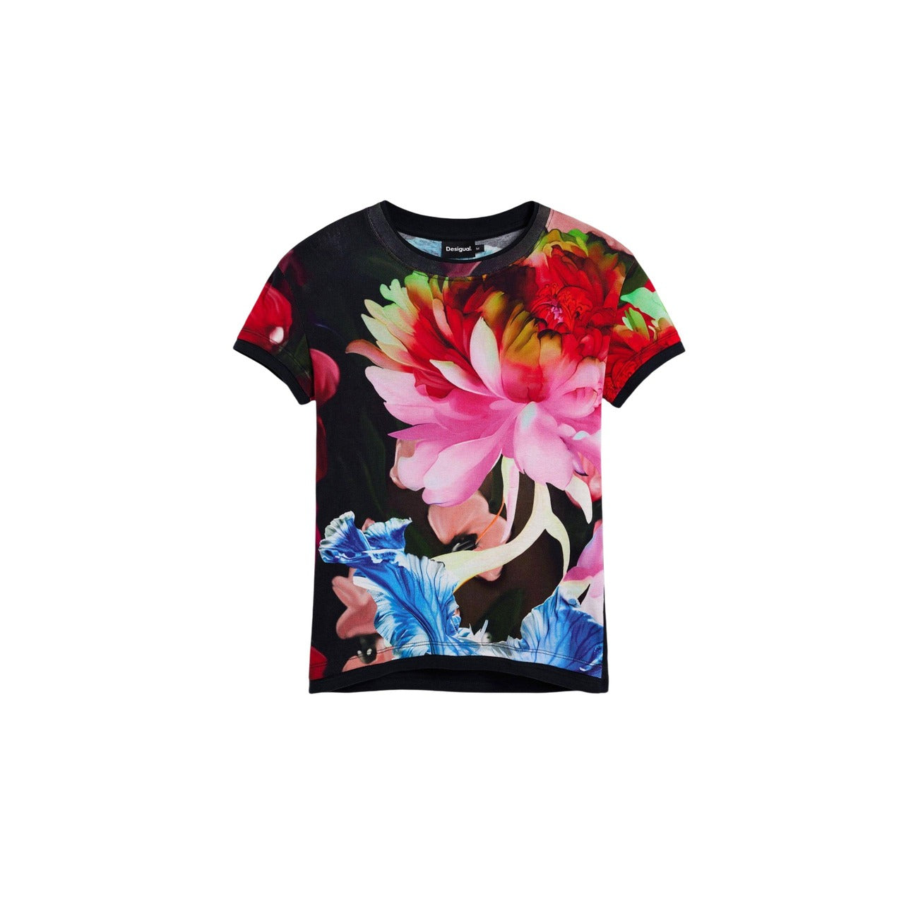 T-shirt femme Desigual floral en coton – Bleu