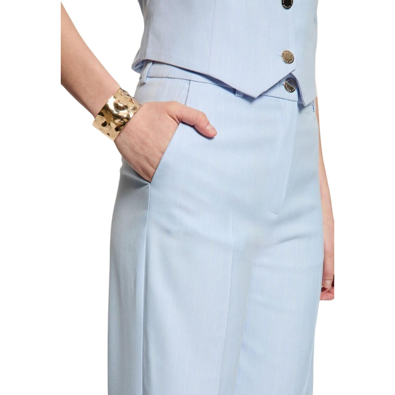 Morgan Women's Fine-Striped Trousers – Azure Blue